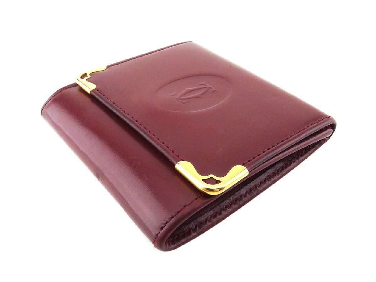 【30%OFFクーポン】カルティエ CARTIER コインケース マストライン ボルドー ゴールド レディース 中古_画像3