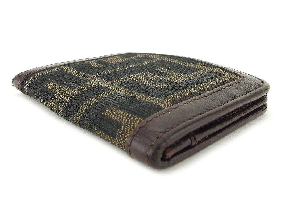 【30%OFFクーポン】フェンディ FENDI コインケース ズッカ ブラック ベージュ ブラウン レディース 中古_画像3
