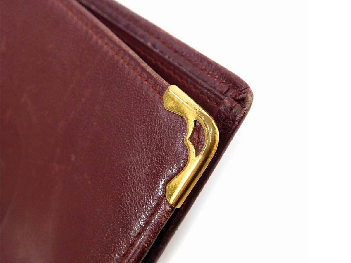 【30%OFFクーポン】カルティエ CARTIER 札入れ マストライン ボルドー レディース 中古_画像7