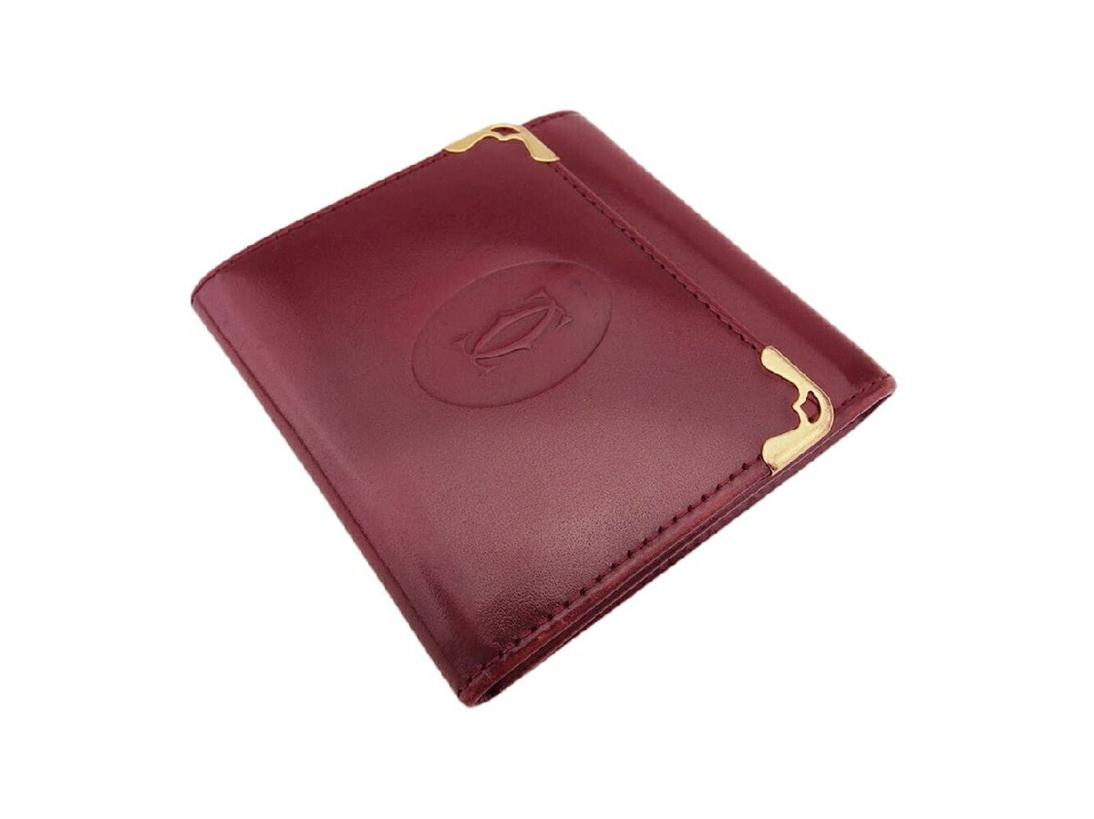 【30%OFFクーポン】カルティエ CARTIER コインケース マストライン ボルドー ゴールド レディース 中古_画像2