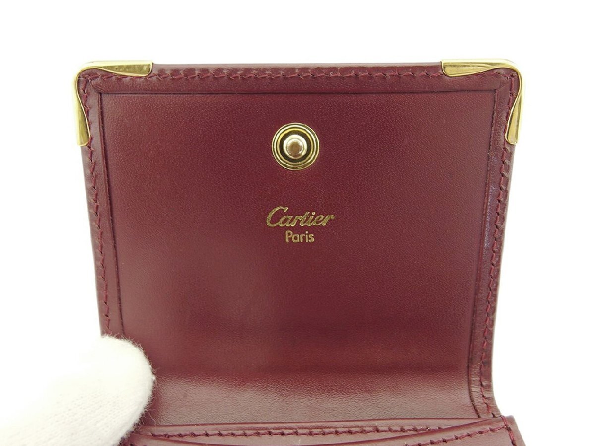 【30%OFFクーポン】カルティエ CARTIER コインケース マストライン ボルドー ゴールド レディース 中古_画像4