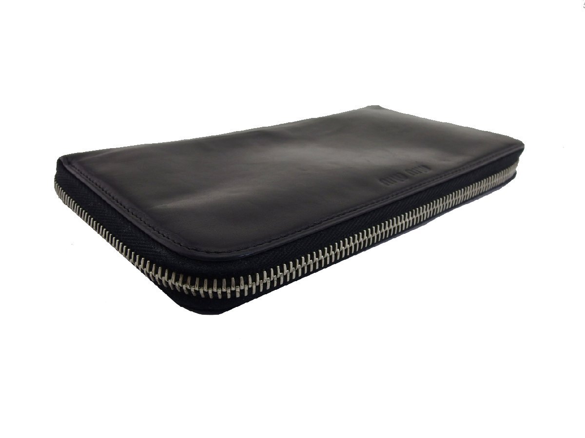 MiuMiu MIUMIU длинный кошелек черный × серебряный женский б/у