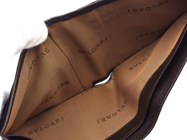 ブルガリ BVLGARI 札入れ クラシコ ロゴ ブラウン レディース 中古_画像6