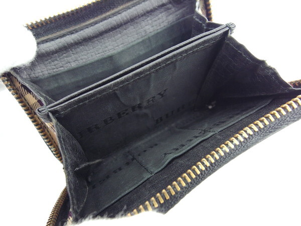 【30%OFFクーポン】バーバリー BURBERRY コインケース ブラック×ノバチェック レディース 中古_画像6