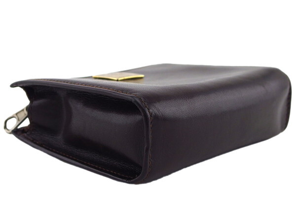 【30%OFFクーポン】セリーヌ CELINE コインケース ダークブラウン×ゴールド レディース 中古_画像2