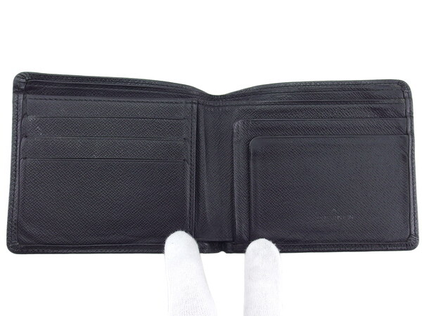 【30%OFFクーポン】ルイ・ヴィトン LOUIS VUITTON 札入れ タイガ ポルトビエカルトクレディ ブラック レディース 中古_画像4