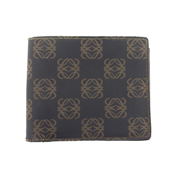 【30%OFFクーポン】ロエベ LOEWE 札入れ アナグラム ダークブラウン×ブラウン レディース 中古_画像1