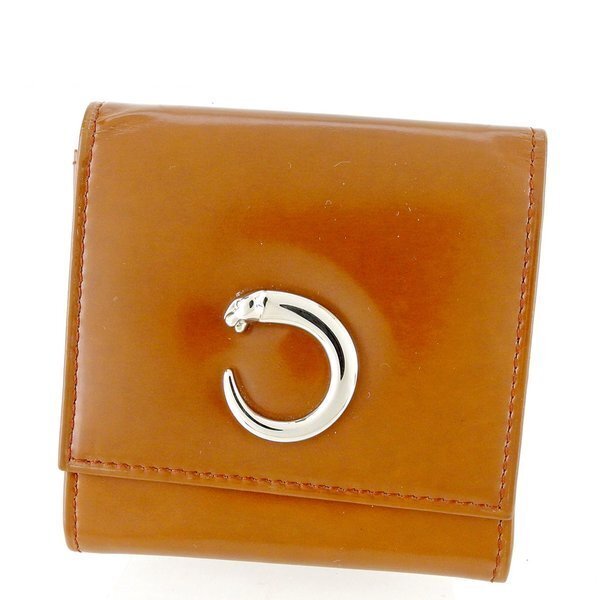 【30%OFFクーポン】カルティエ CARTIER コインケース パンテール スクエアフォルム ブラウン シルバー レディース 中古_画像1