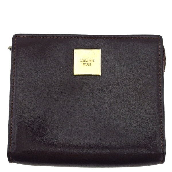 【30%OFFクーポン】セリーヌ CELINE コインケース ダークブラウン×ゴールド レディース 中古_画像1