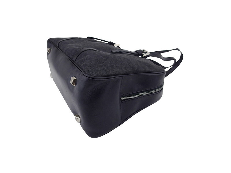 セリーヌ CELINE ボストンバッグ Cマカダム ブラック シルバー レディース 中古