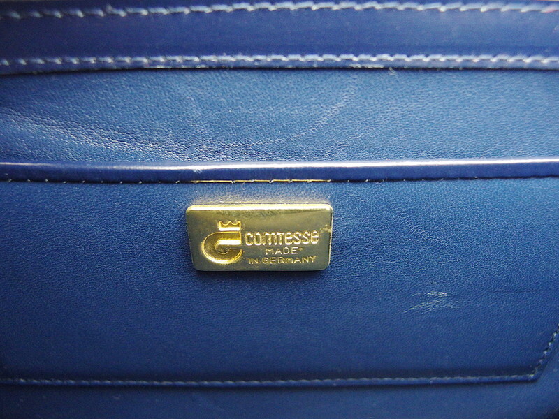 コンテス COMTESSE ハンドバッグ スクエアフォルム ネイビー ゴールド レディース 中古_画像8