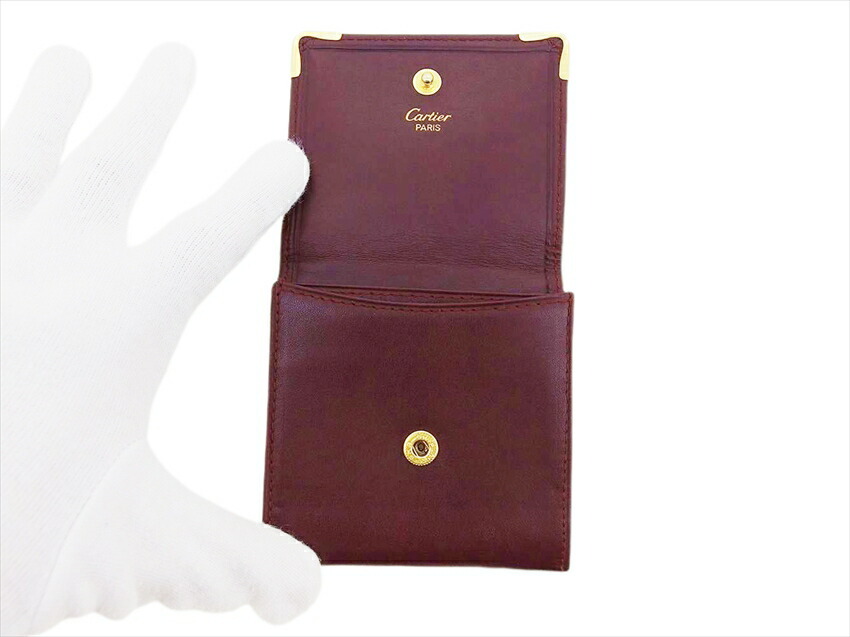 カルティエ CARTIER コインケース マストライン ボルドー ゴールド レディース 中古_画像4