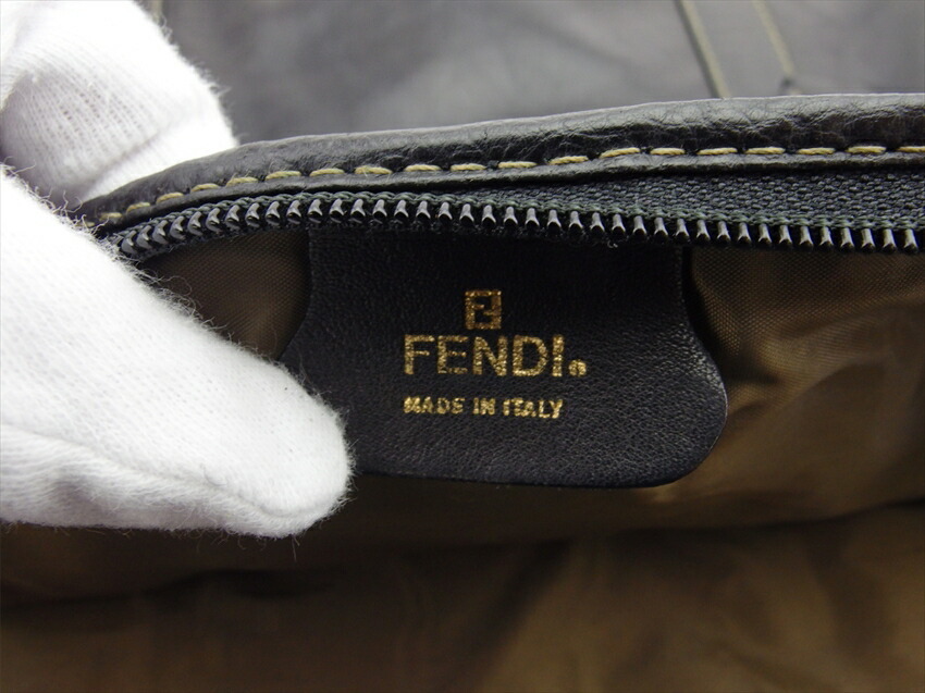 フェンディ FENDI ボストンバッグ FFマーク ブラック ゴールド レディース 中古