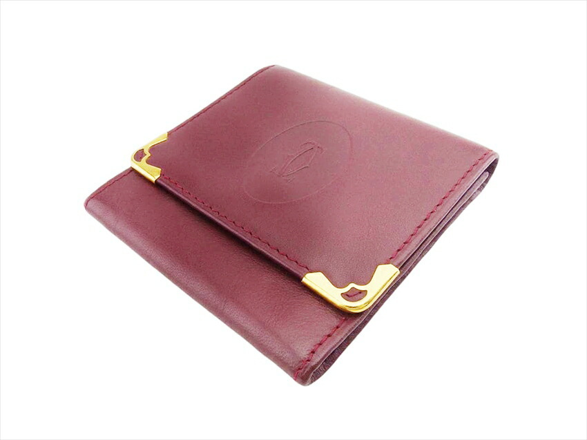 【30%OFFクーポン】カルティエ CARTIER コインケース マストライン ボルドー ゴールド レディース 中古_画像3