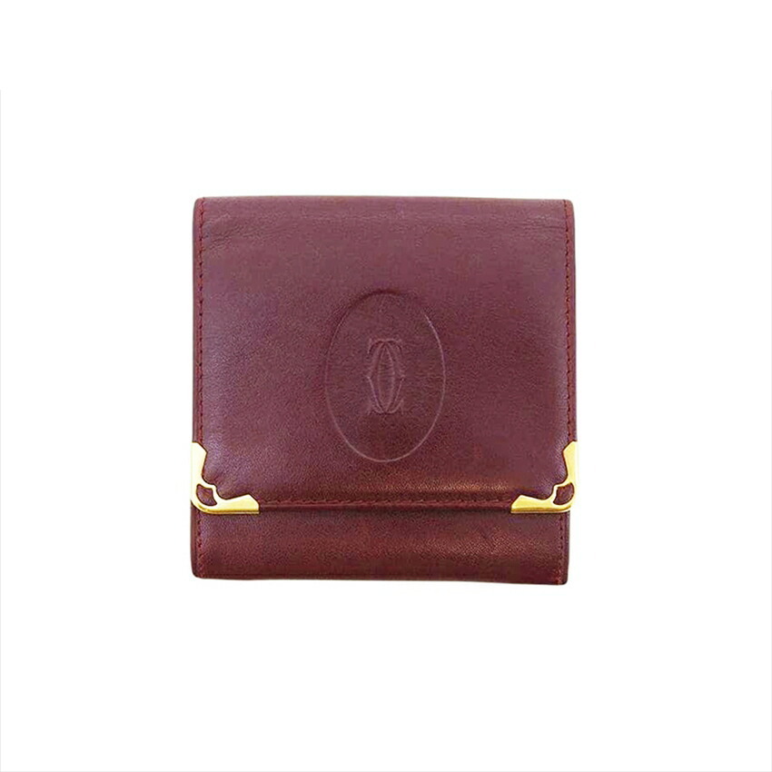 カルティエ CARTIER コインケース マストライン ボルドー ゴールド レディース 中古_画像1