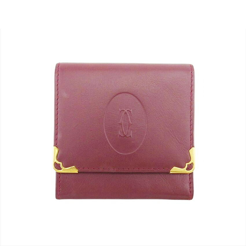 【30%OFFクーポン】カルティエ CARTIER コインケース マストライン ボルドー ゴールド レディース 中古_画像1