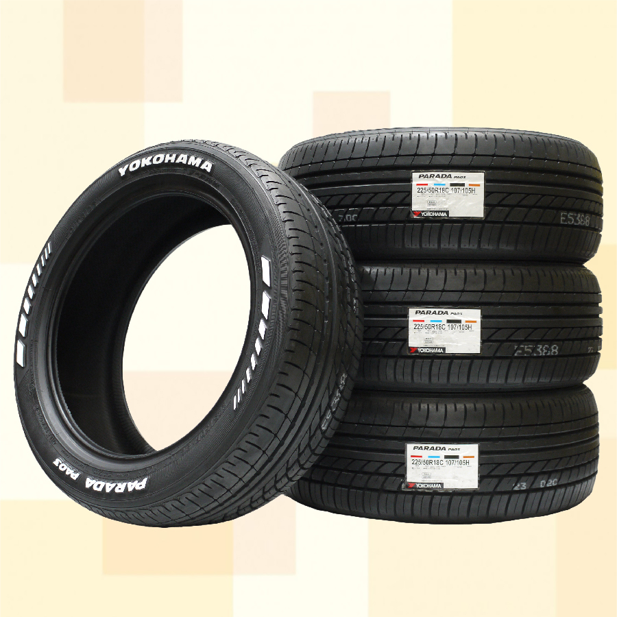 225/50R18C 107/105H RWL YOKOHAMA ヨコハマ PARADA PA03 25年製 正規品 ホワイトレター 送料無料 4本セット税込 \104,040 より 1_画像1
