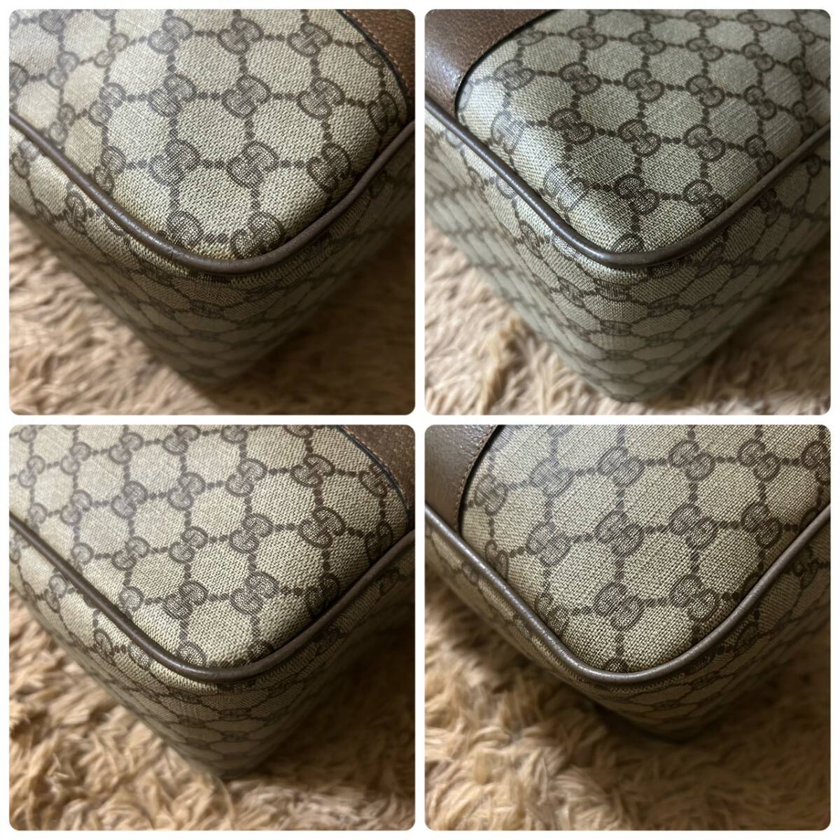 1円~【極美品】グッチ GUCCI ボストンバッグ メンズ ビジネス 手提げ トラベルカバン 旅行鞄 大容量 シェリーライン GG PVC グリーン_画像6