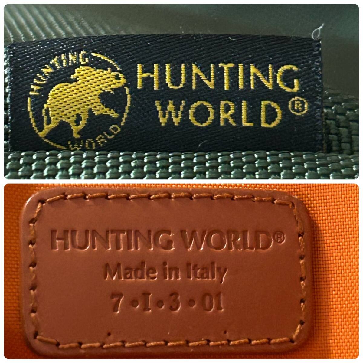1円~【美良品】HUNTING WORLD ハンティングワールド ハンドバッグ メンズ ビジネス A4 PC 書類鞄 手提げ アドゥービ カーキ オレンジ _画像10