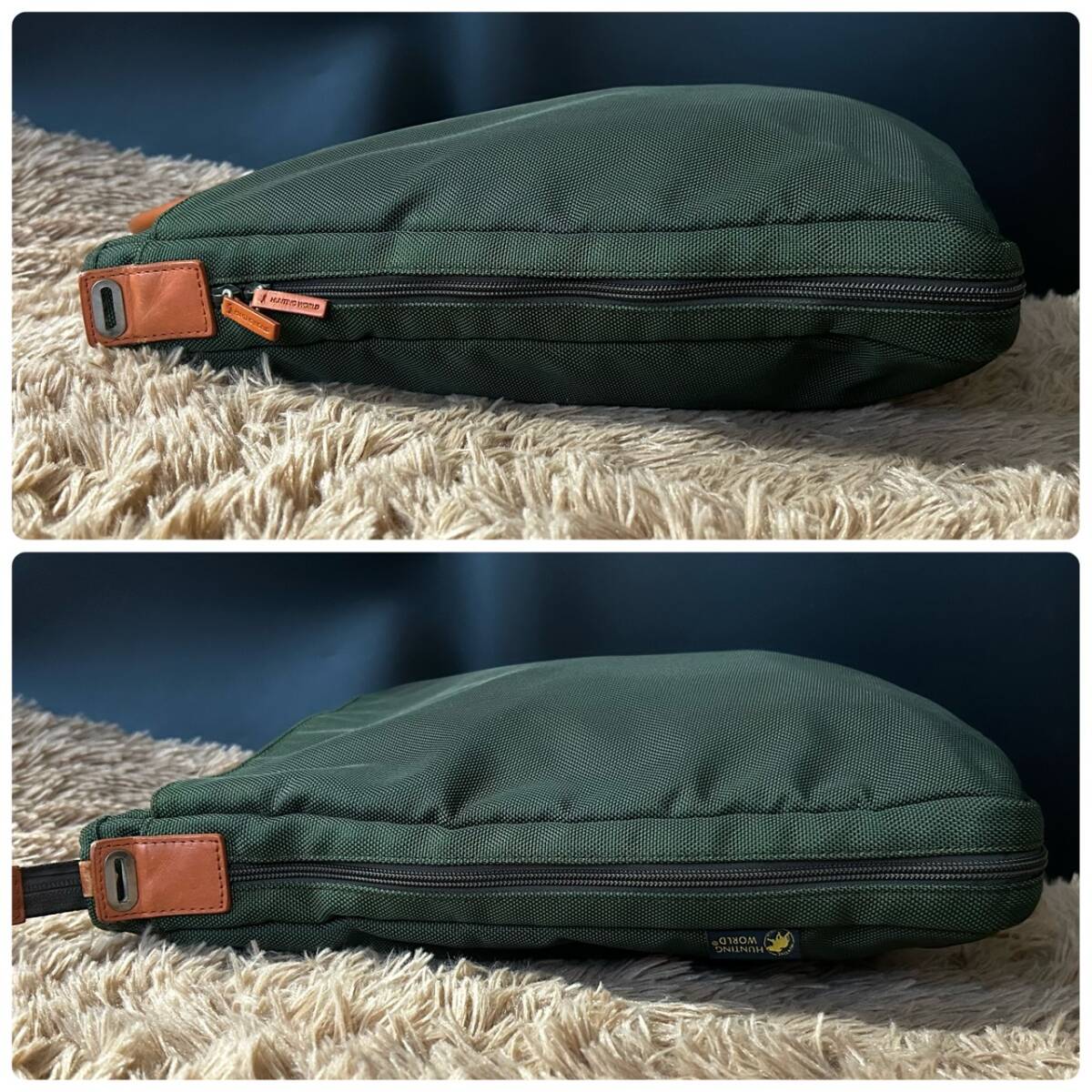 1円~【美良品】HUNTING WORLD ハンティングワールド ハンドバッグ メンズ ビジネス A4 PC 書類鞄 手提げ アドゥービ カーキ オレンジ _画像4