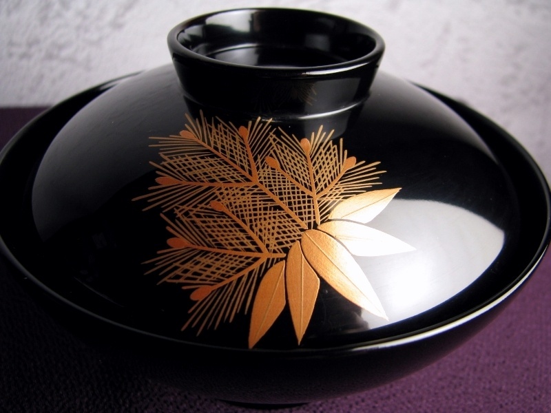 輪島塗　松桐蒔絵　木製吸物椀5客　幅：13cm　極美品　輪島共箱　煮物椀/25f008_画像10