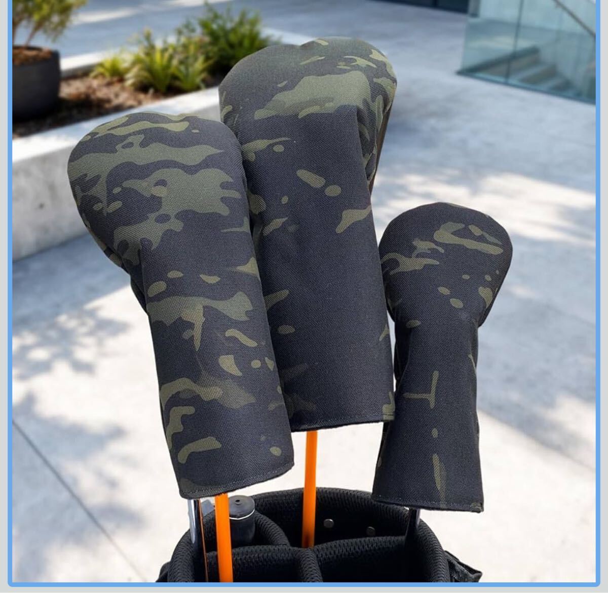 ゴルフ ヘッドカバー ドライバー ヘッドカバー ウッド カバー ユーティリティ ゴルフ UT カバー 番手タグ付き 防水仕様 ナイロン迷彩黒_画像1