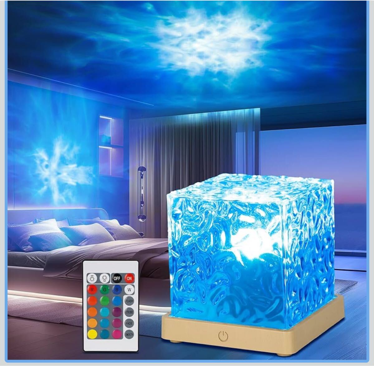 ナイトライト オーロラランプ ウォーターランプライトLED卓上ライトオーロラランプ LEDライト 回転ウォーターリップル ナイトライト_画像1