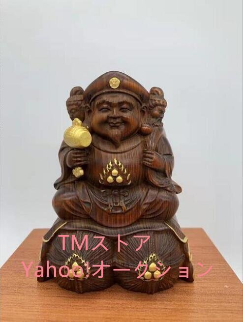 仏教美術 総檜材 木彫仏像 精密細工 切金 仏師で仕上げ品 三面大黒天立像 高さ12cm_画像1