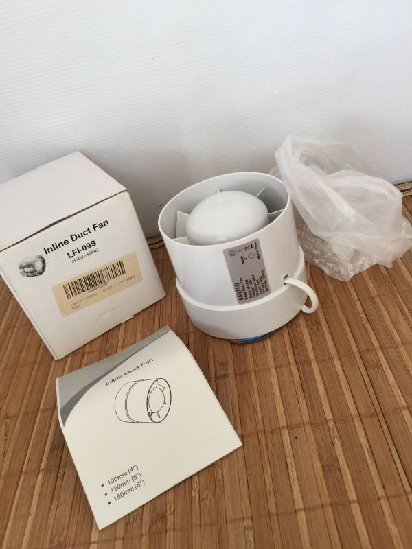 管コ② インラインダクトファン LFI-09S ホワイト 110V60Hz 12W 換気扇 DIY 大工 建築 設備_画像1