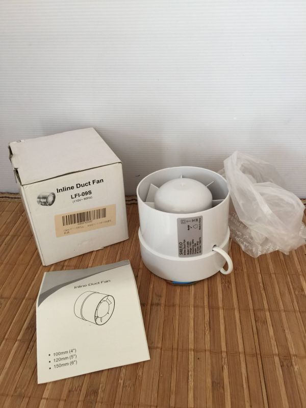 管コ① インラインダクトファン LFI-09S ホワイト 110V60Hz 12W 換気扇 DIY 大工 建築 設備_画像1