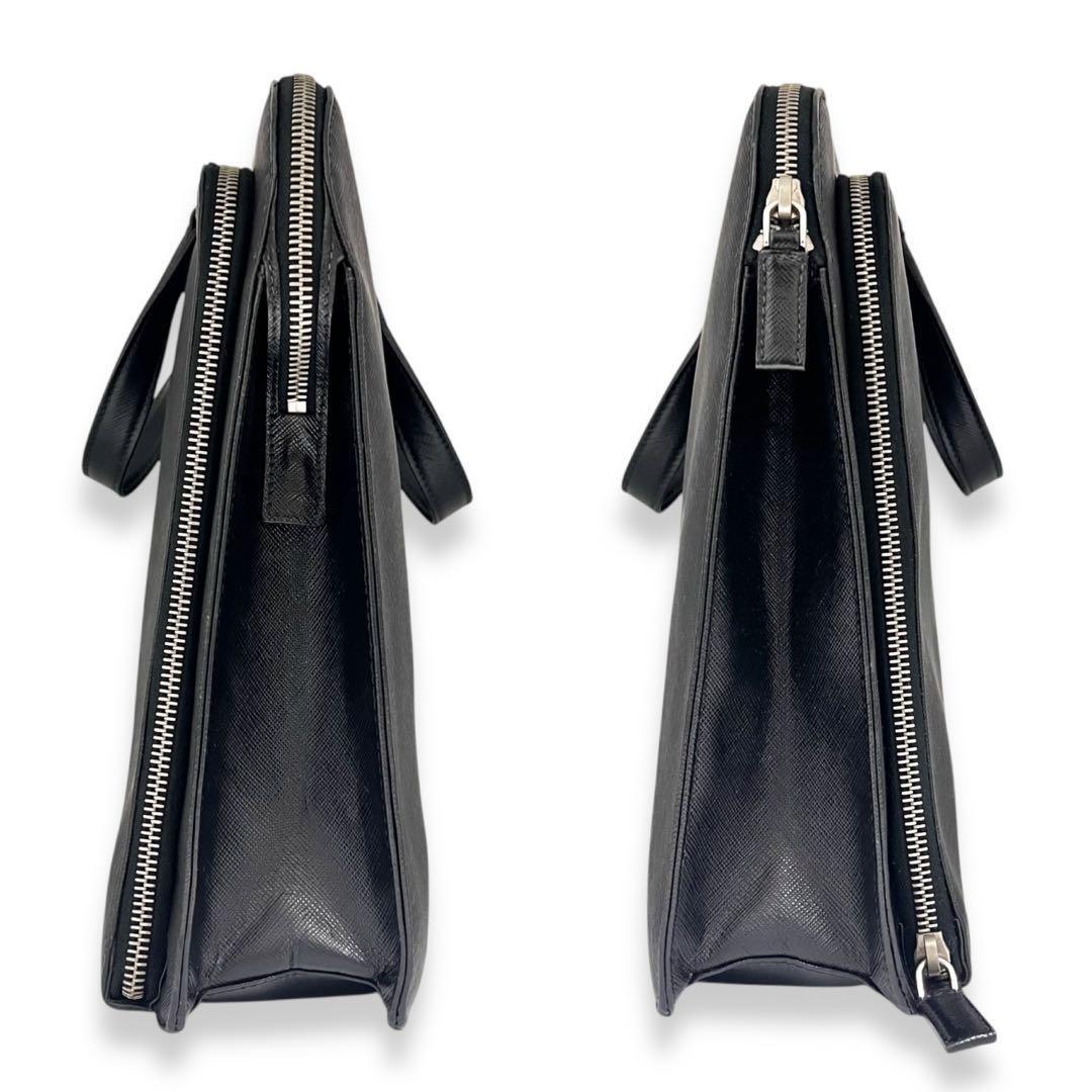 【美品】プラダ　サフィアーノレザー　ハンドバッグ　ビジネス　ブラック　黒　664 美品】プラダ サフィアーノレザー ハンドバッグ ビジネス