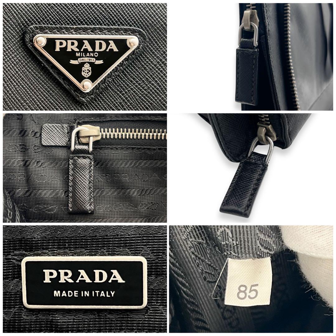 【美品】プラダ　サフィアーノレザー　ハンドバッグ　ビジネス　ブラック　黒　664 美品】プラダ サフィアーノレザー ハンドバッグ ビジネス