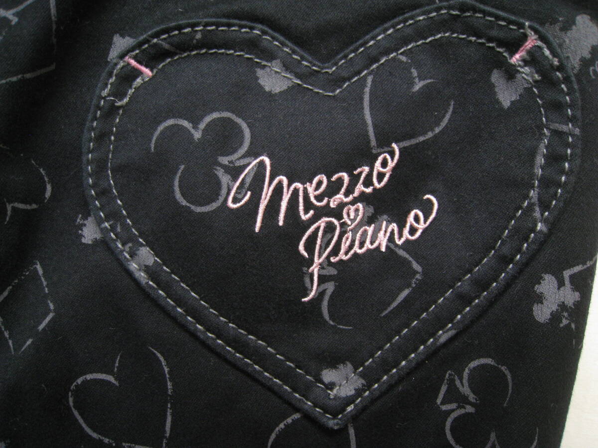 mezzo piano■メゾピアノ トランプ柄 ストレッチ パンツ ハートポケット 刺繍 キッズ サイズL/160 ブラック_画像5