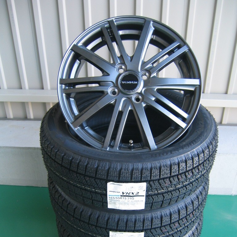 VRX2 165/55R15 75Q ブリヂストン 国産 スタッドレス タイヤ & アルミホイール 新品 4本セット_画像1