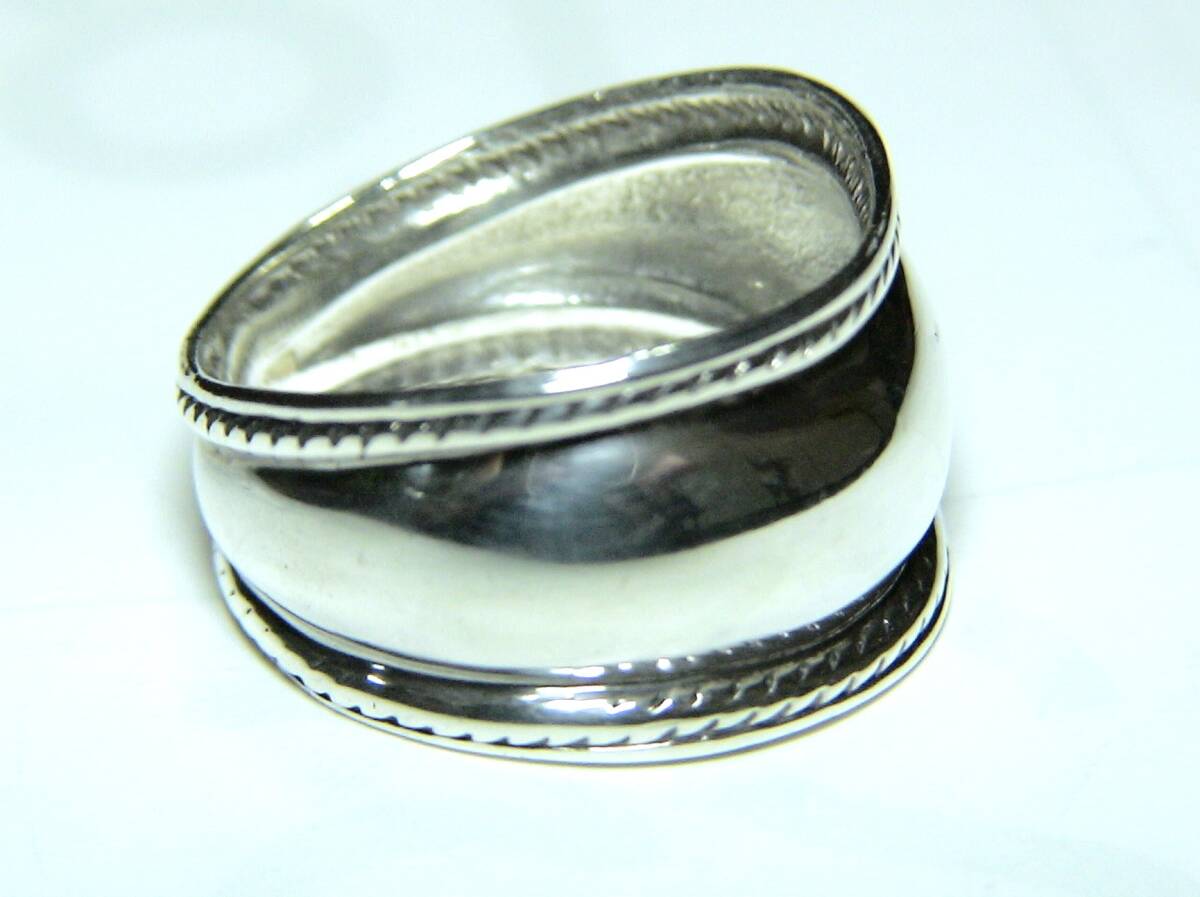 925シルバー製 変形幅広甲丸リング20号新品　送料￥140_画像3