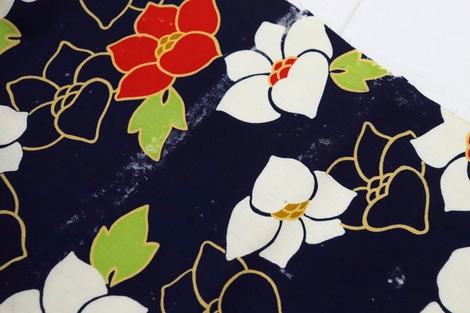 inagoya【 ウール アンサンブル 反物 紺色系 】未使用 未仕立て 男性 着物 小紋 リメイク b6960ba_画像5