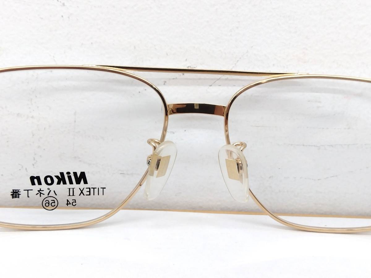 8K101 新品 未使用 眼鏡 メガネフレーム ★ Nikon ★ ニコン スクエア フルリム シンプル 男性 女性 メンズ レディース ゴールド系_画像6