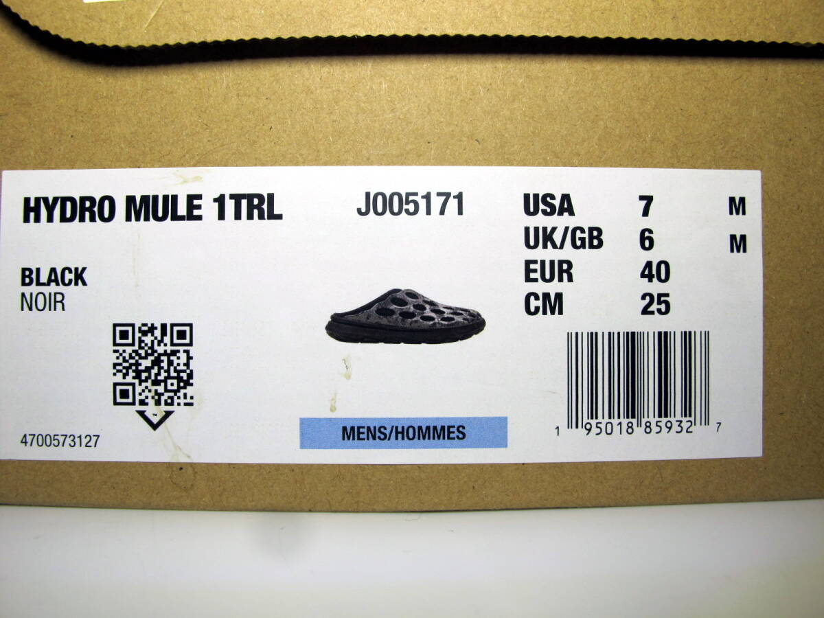 ラス1 新品 MERRELL HYDRO MULE 1 TRL / ハイドロ ミュール 1 TRL 25.0cm 黒(BLACK) J005171 水陸両用サンダル 人気カラー 箱有