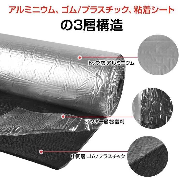 【期間限定特価品】デッドニング 吸音材 デッドニングシート 車 5m アルミニウム 制振 遮音 吸音 振動 厚さ10mm 幅1m ビビリ音 シルバー_画像3