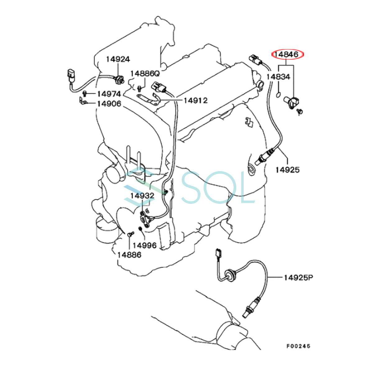 三菱 ランサー(CS2A CS2V CS2W CT9A CT9W) FTO(DE2A) エアトレック(CU2W CU4W) カムシャフトポジションセンサー Oリング付 MD327107_画像3