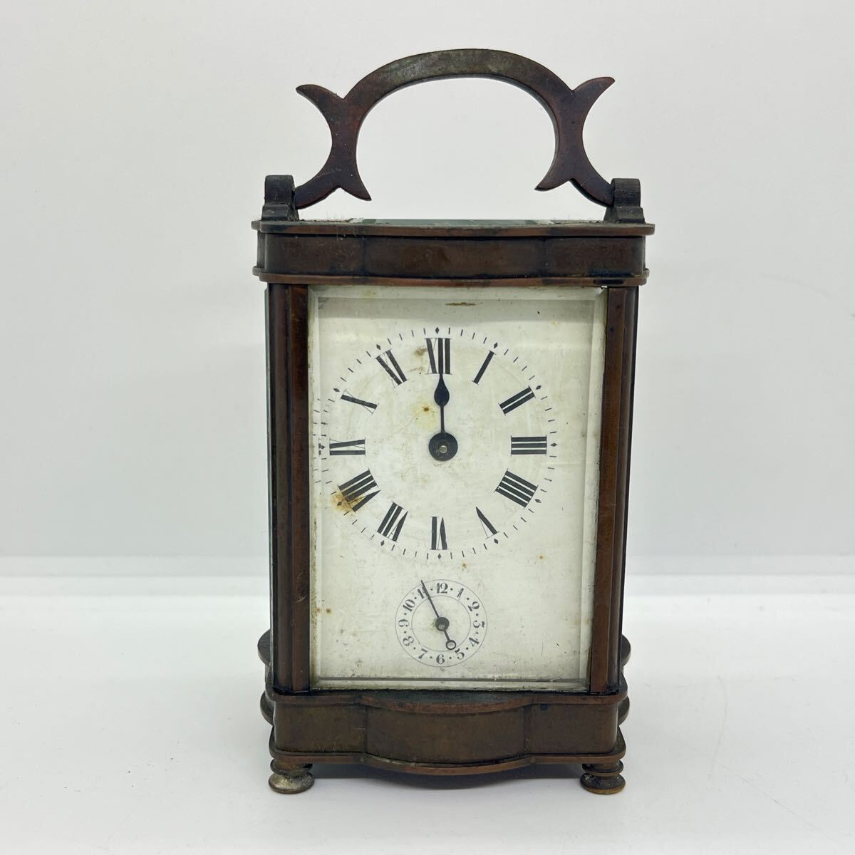 19世紀 アンティーク 置時計 ゼンマイ ゼンマイ式 コレクション フランス製面取りガラス 手巻き_画像1