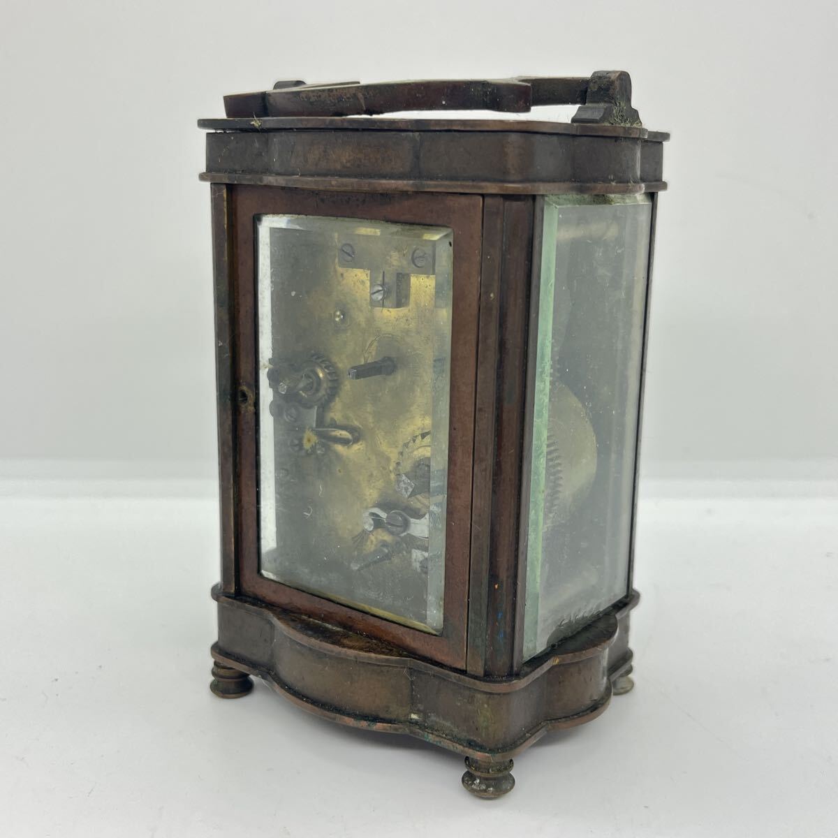 19世紀 アンティーク 置時計 ゼンマイ ゼンマイ式 コレクション フランス製面取りガラス 手巻き_画像3