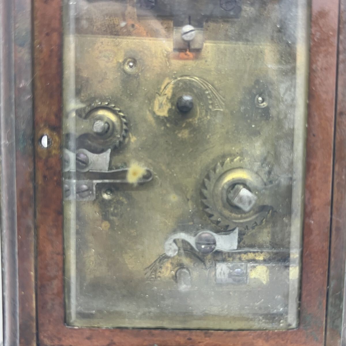 19世紀 アンティーク 置時計 ゼンマイ ゼンマイ式 コレクション フランス製面取りガラス 手巻き_画像5