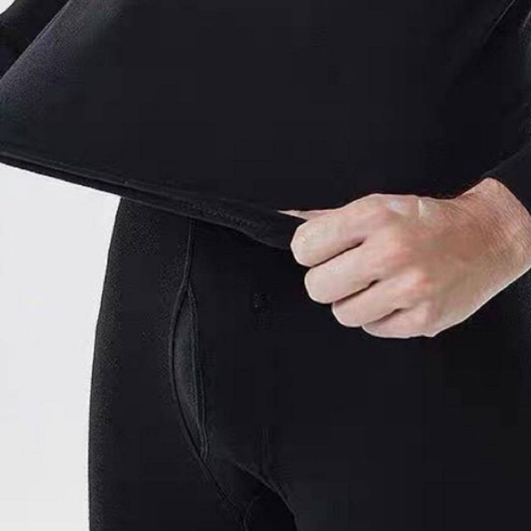 ルームウェア セットアップ ブラック3XL 上下セット メンズ 起毛 暖かい ポカポカ メンズ下着 黒 ブラック 長袖シャツ_画像4