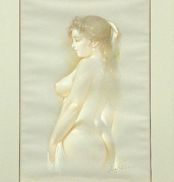 【GLC】進(jìn)徹 「裸婦」 パステル10號 大手百貨店個展多 無所屬 ◆裸婦人気畫家?逸品!