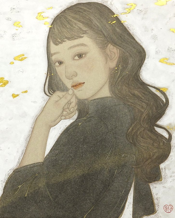 【GLC】八木恵子 「炎は瞼の裏で」 日本画8号共シール 日本美術院研究会員 佐賀県出身 注目精鋭_画像2