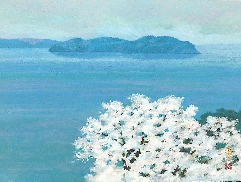 【GLC】三輪晃久 「春安」 日本画8号共シール 日展評議員 師：堂本印象_画像2