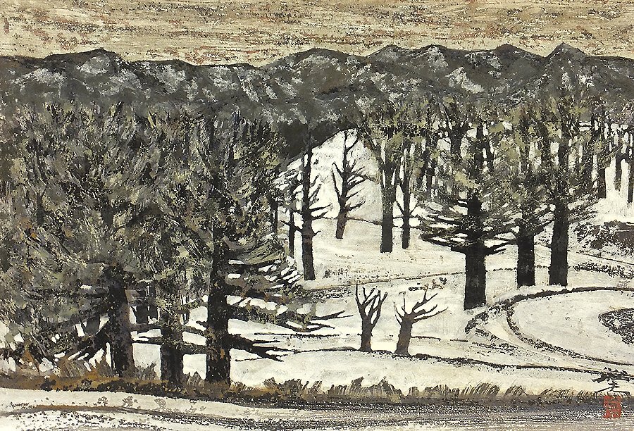 【GLC】平川敏夫 「風景」 日本画12号 創画会員 愛知県巨匠 豊橋文化賞_画像2