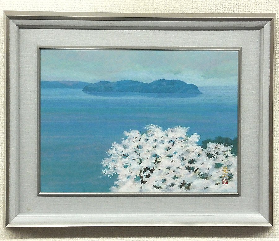 【GLC】三輪晃久 「春安」 日本画8号共シール 日展評議員 師：堂本印象_画像1