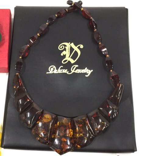 1円 琥珀 コハク ペンダントトップ 金具 K18 含む ネックレス イヤリング 他 アクセサリー 総重量約0.87kg A20715_画像3